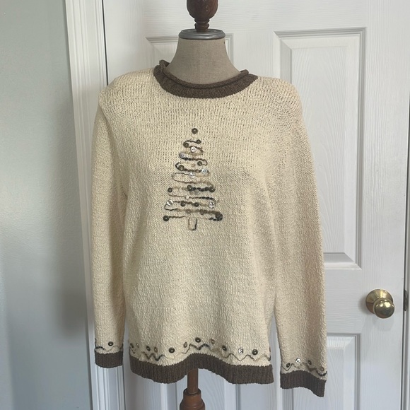 Christopher Banks hand embroidered Christmas tree sweater cotton